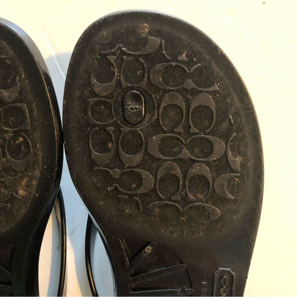 COACH Black White Landon Jelly Bow Flip Flop SANDALS 5 - Picture 13 of 13